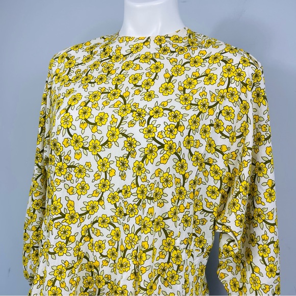 Rhode Resort Ella Yellow Floral Print Cotton Poplin Mini Dress M Boho No Belt - Picture 9 of 14